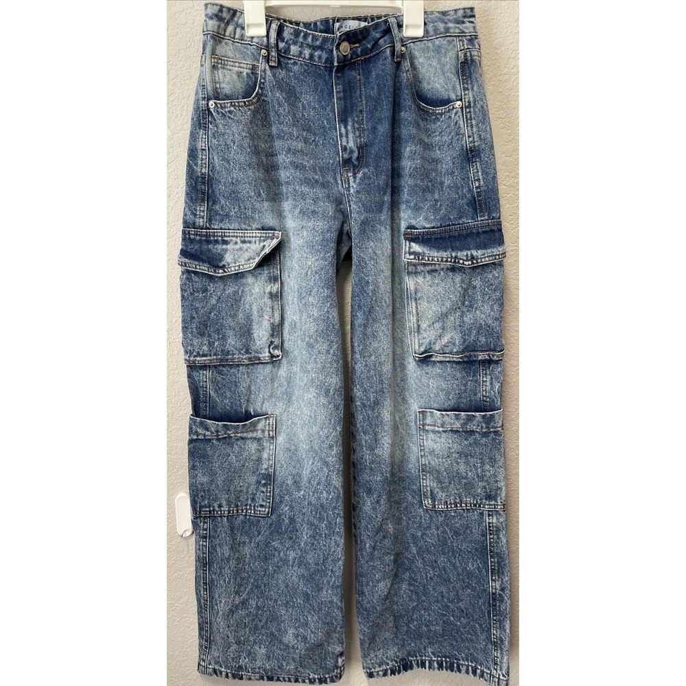 Angel Kiss Cargo Jeans Women's 9/29 Blue Vintage Y2K Baggy Utility Denim Pants